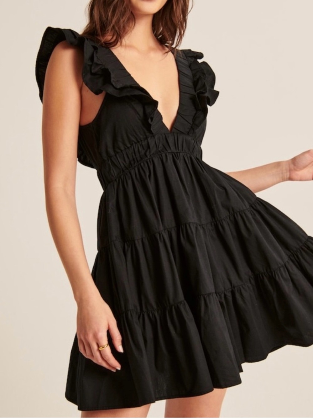Abercrombie & Fitch Black Ruffle Tiered Mini Dress L